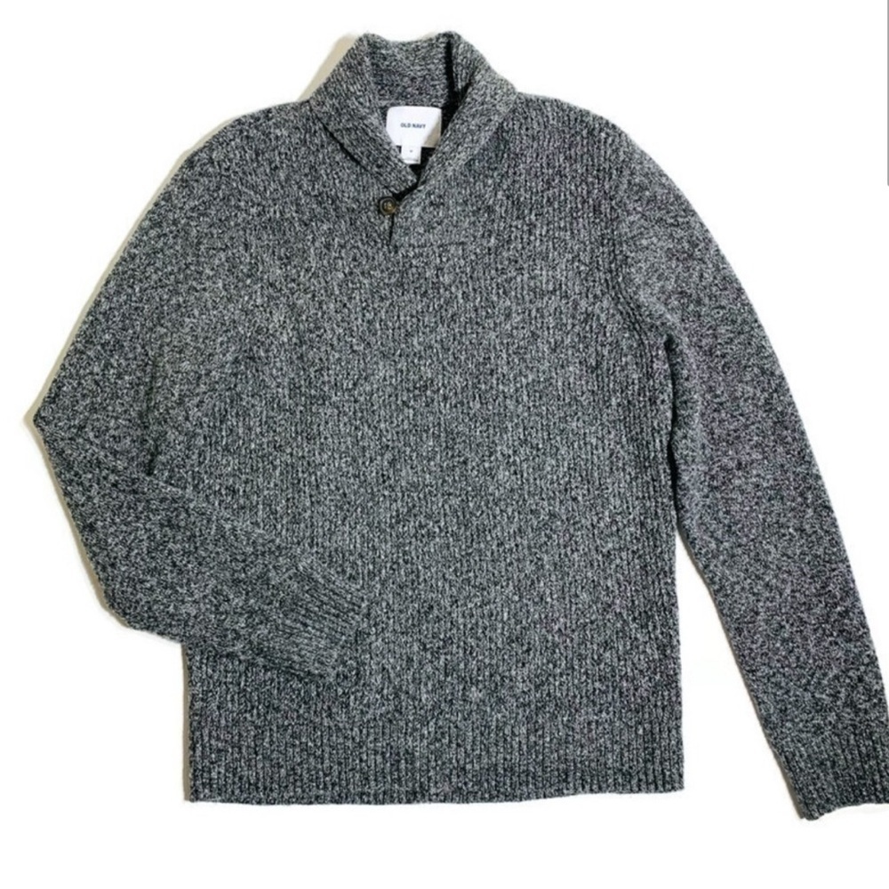 Old Navy Sweater Men's Charcoal Salt and Pepper Turtleneck Sweater